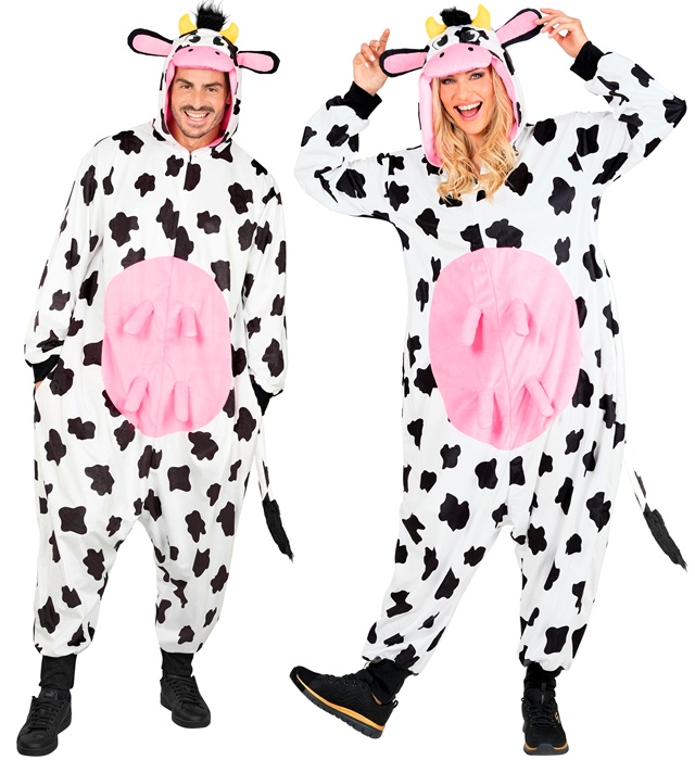 "ONESIE EN PELUCHE VACHE" (combinaison avec capuche)