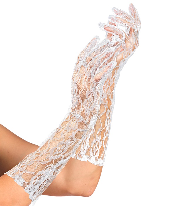 [4627B] "LONGS GANTS DENTELLE BLANCS" 40 cm