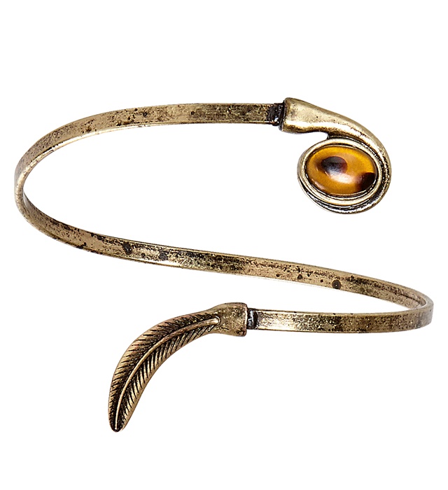 "BRACELET ANTIQUE FEUILLE DOREE AVEC PIERRE AMBRE"