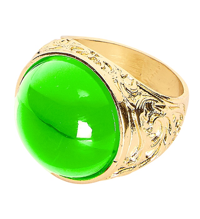 "BAGUE DOREE AVEC PIERRE VERTE"