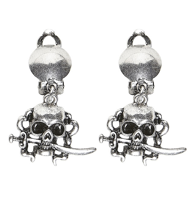 Paire de "BOUCLES D'OREILLES CRANEDE PIRATE"