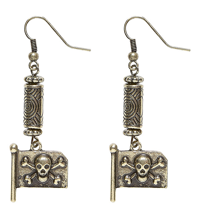 Paire de "BOUCLES D'OREILLES DRAPEAU DE PIRATE"