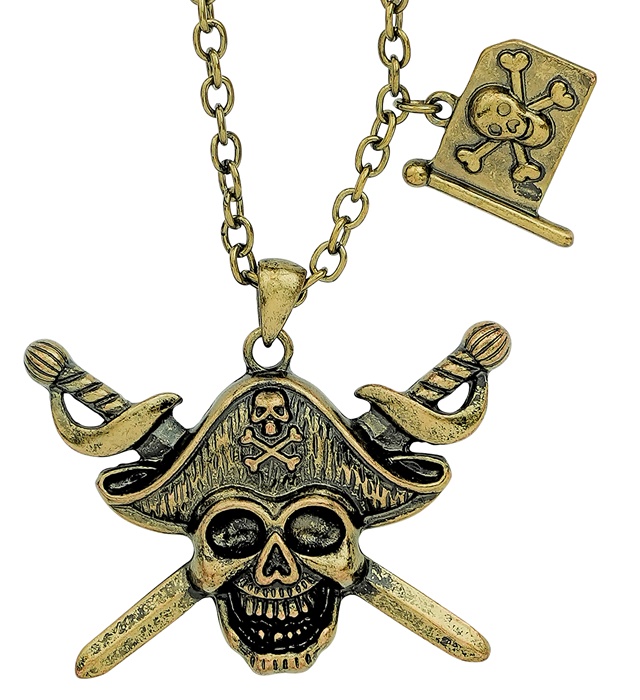 "COLLIER CRANE CAPITAINE DES PIRATES ET EPEE AVEC DRAPEAU PIRATE"
