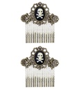 Paire de " PEIGNES A CHEVEUX TETE DE MORT ANTIQUE"