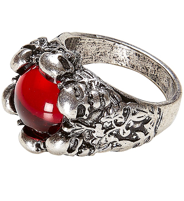 "BAGUE CRANES AVEC PIERRE ROUGE"