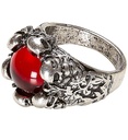 "BAGUE CRANES AVEC PIERRE ROUGE"