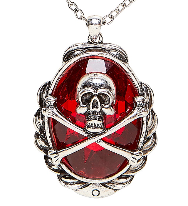 "COLLIER PIERRE ROUGE AVEC TETE DEMORT"