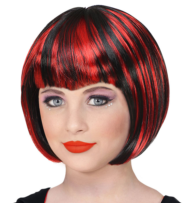 "PERRUQUE HALLOWEEN ROUGE ET NOIR" en sachet