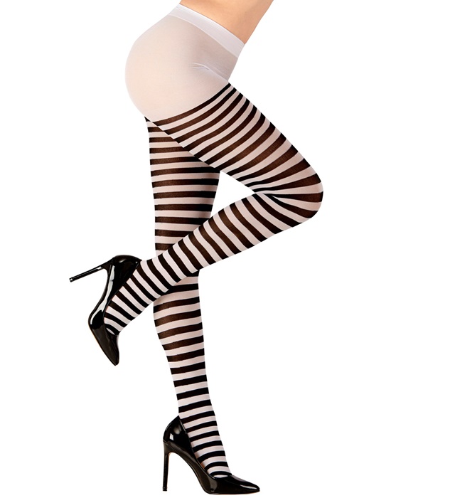 "COLLANTS RAYÉS NOIR-BLANC" 70 DEN