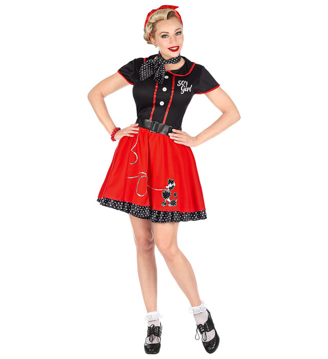 [48369] "FILLE ANNÉE 50" (robe avec jupon, ceinture, foulard) (XS)