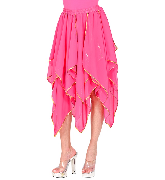 [48626] "JUPE ROSE EN MOUSSELINE DE SOIE"