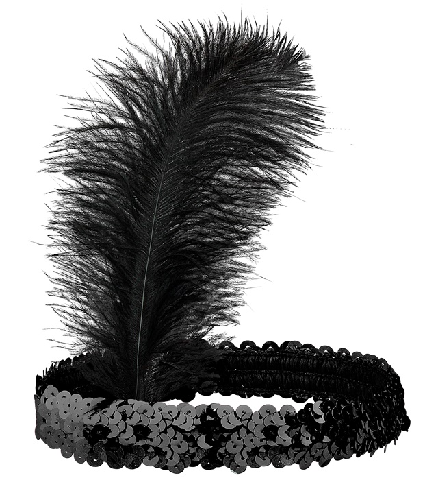 [00315] "BANDEAU A PAILLETTES NOIR AVEC PLUME"