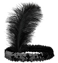 "BANDEAU A PAILLETTES NOIR AVEC PLUME"