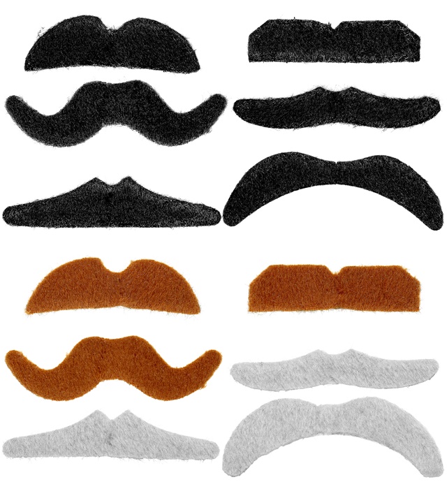 [00322] Set de "12 MOUSTACHES PARTY" 6 styles et 3 couleurs assortis