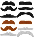 Set de "12 MOUSTACHES PARTY" 6 styles et 3 couleurs assortis