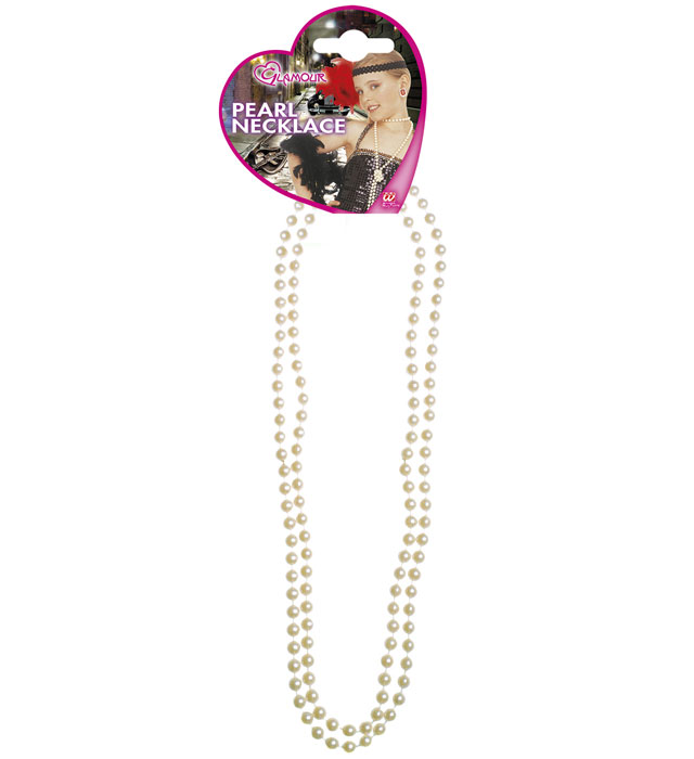 [50271] "COLLIER DE PERLES GLAMOUR" Blanc 57 cm