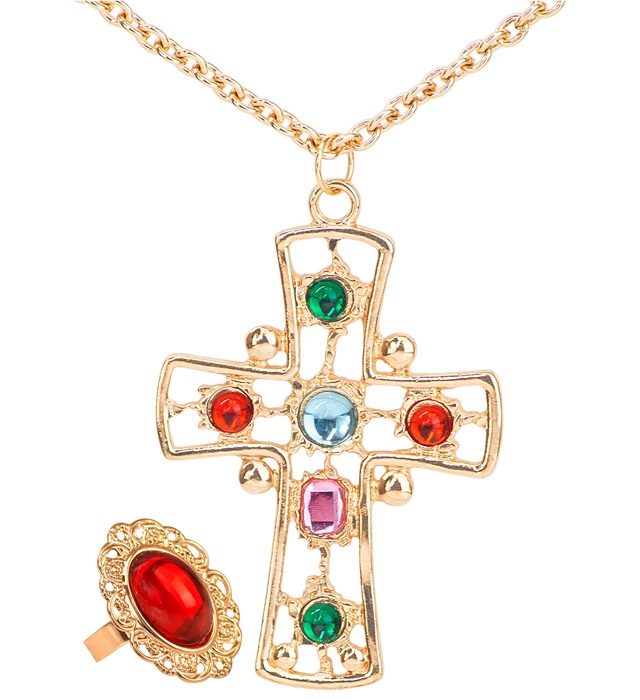 "SET ROI" (collier avec croix, bague)