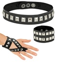 "SET HARD ROCK" simili cuir (ras du cou clouté, bracelet, gant pour doigts)