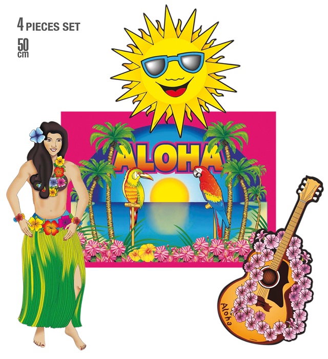 Set de "4 DECORATION HAWAIENNE" 50 cm - 4 styles