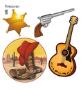 Set de "4 DECORATION WESTERN" 40 cm - 4 modèles assorties