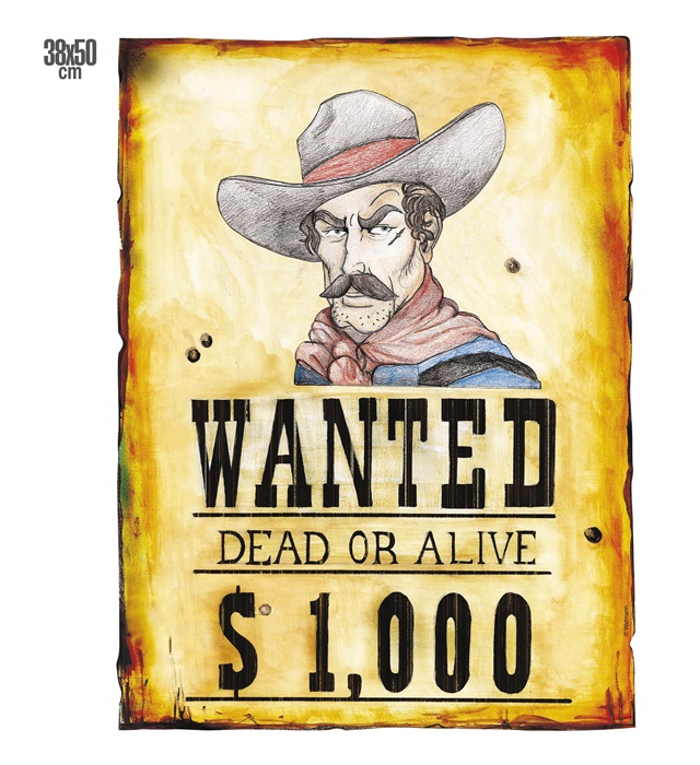 "DECORATION WESTERN WANTED" 38x50 cm