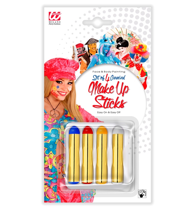 Set de "4 CRAYONS MAQUILLAGE CARNAVAL GRANDES" - 21 ml
