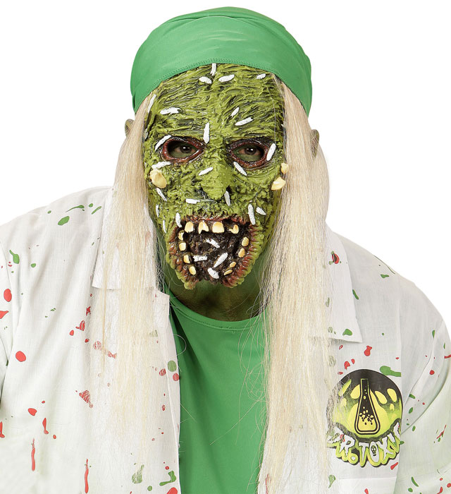 "DEMI-MASQUE ZOMBIE TOXIQUE AVEC CHEVEUX"