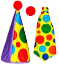 Set de "PIERROT" chapeau, cravate geante, nez