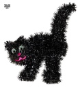 "CHAT NOIR EN FILS DE LAME" 30 x 36 cm