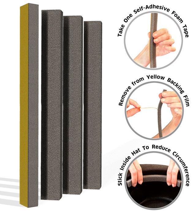 [51954] "4 BANDES DE MOUSSE AUTO-ADHESIVES" pour fixer des chapeaux larges