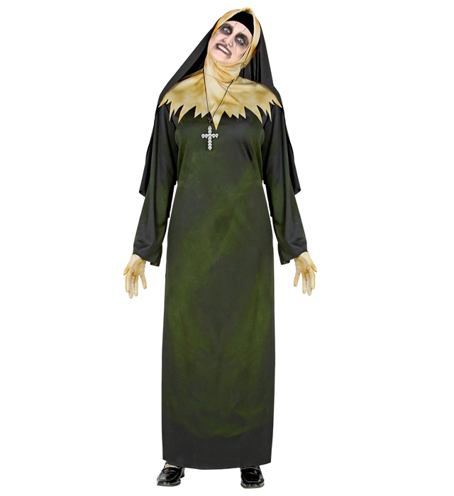 "RELIGIEUSE DEMONIAQUE" (tunique, capuche avec col, gants voile, collier)