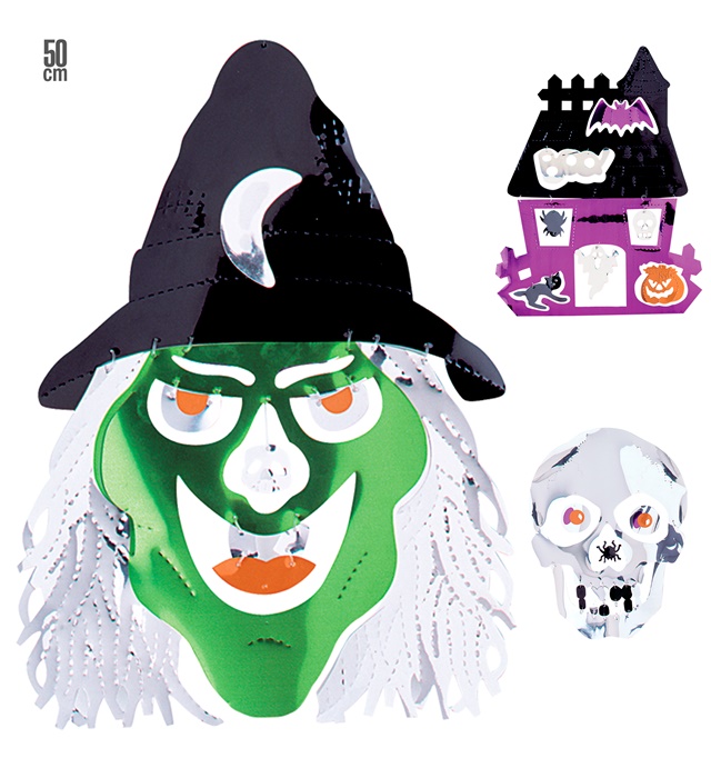 "DECORATION HALLOWEEN METALLISEE" à suspendre - 50 cm - 3 styles