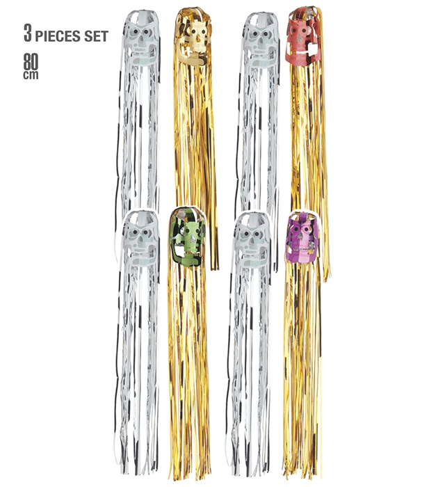 Set de "3 CRANES 3D PHOSPHORESCENTS METALLISES AVEC CHAPEAUX EN FILS DE LAME ASUSPENDRE" 80 cm - 5 associations de couleurs