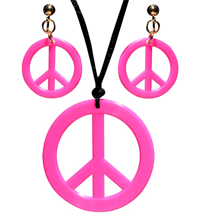 [53281] "COLLIER HIPPIE ROSE NEON & SET BOUCLES D'OREILLES"