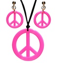 "COLLIER HIPPIE ROSE NEON & SET BOUCLES D'OREILLES"