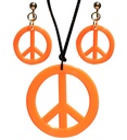 "COLLIER HIPPIE ORANGE NEON & SET BOUCLES D'OREILLES"