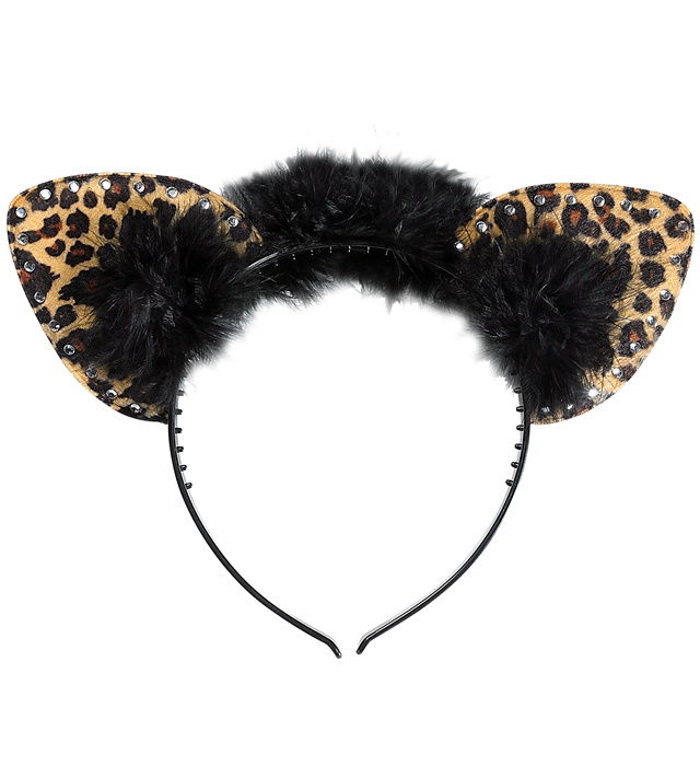 [5337A] "OREILLES LEOPARD AVEC STRASS"