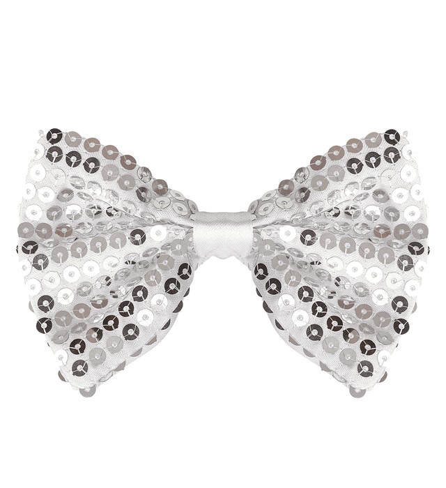 "NOEUD PAPILLON PAILLETTES ARGENTEES"