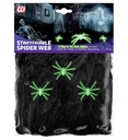 "TOILE D’ARAIGNÉE NOIRE DE 50 g AVEC 3 ARAIGNÉES PHOSPHORESCENTES"