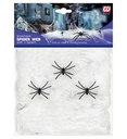 "TOILE D'ARAIGNEE BLANCHE 50 g AVEC 3 ARAIGNEES"
