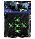 "TOILE D'ARAIGNEE NOIRE 100 g AVEC 5 ARAIGNEES PHOSPHORESCENTES"