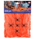 "TOILE D'ARAIGNEE ORANGE 100 g AVEC 5 ARAIGNEES"