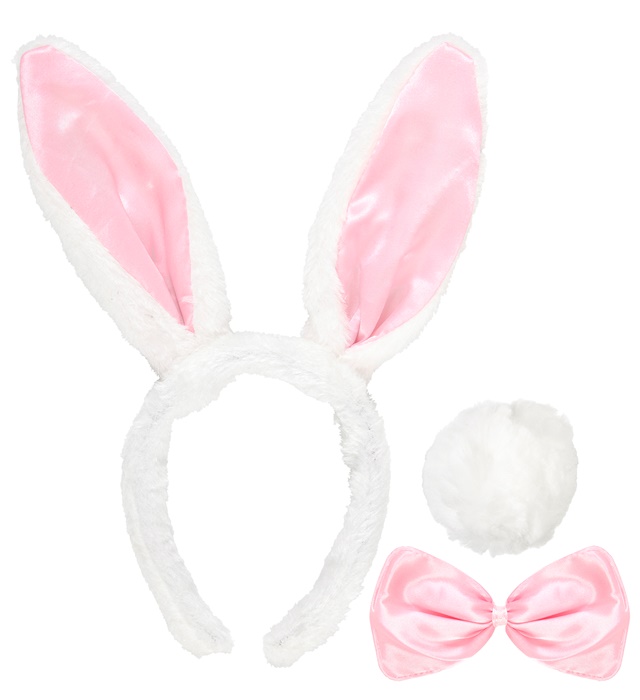 Set de "LAPINE" oreilles, noeud papillon, queue