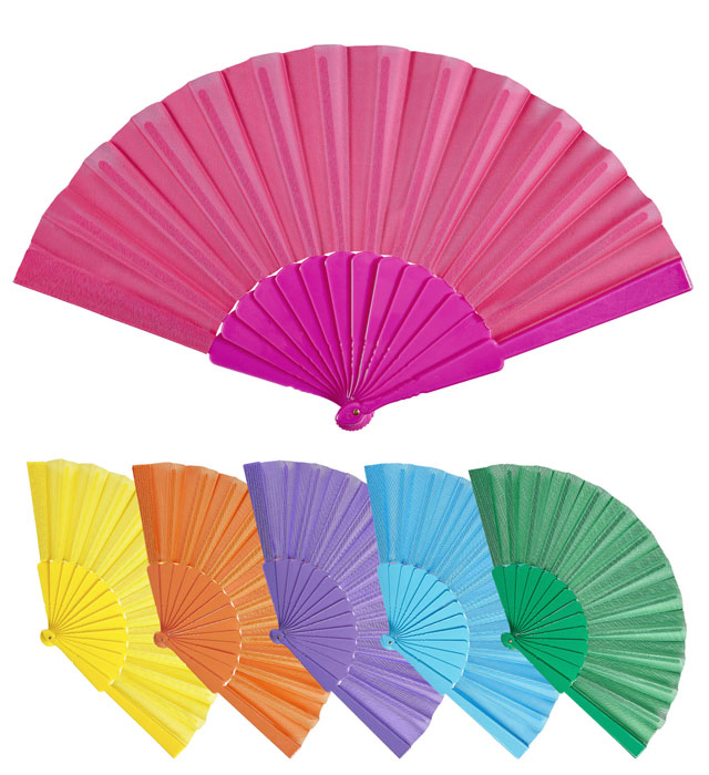 "EVENTAIL EN TISSU" 23 cm - 6 couleurs assorties