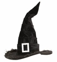 "CHAPEAU DE SORCIERE AVEC BORD EN PELUCHE ET BOUCLE"