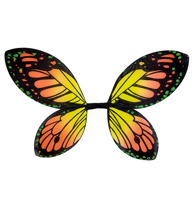 [00530] "AILES DE PAPILLON NOIRES-ORANGES-JAUNES" taille enfant 66x38 cm