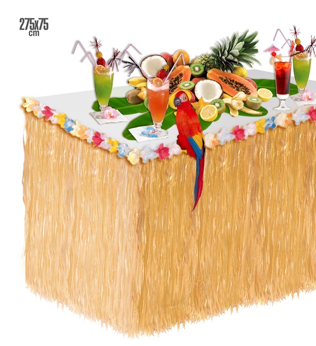 "DECORATION TABLE TROPICAL AVEC FLEURS" 275x75 cm