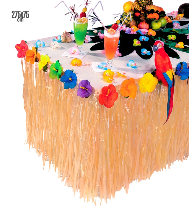 "TABLE TROPICAL AVEC HIBISCUS" - 275x75 cm - set de 6