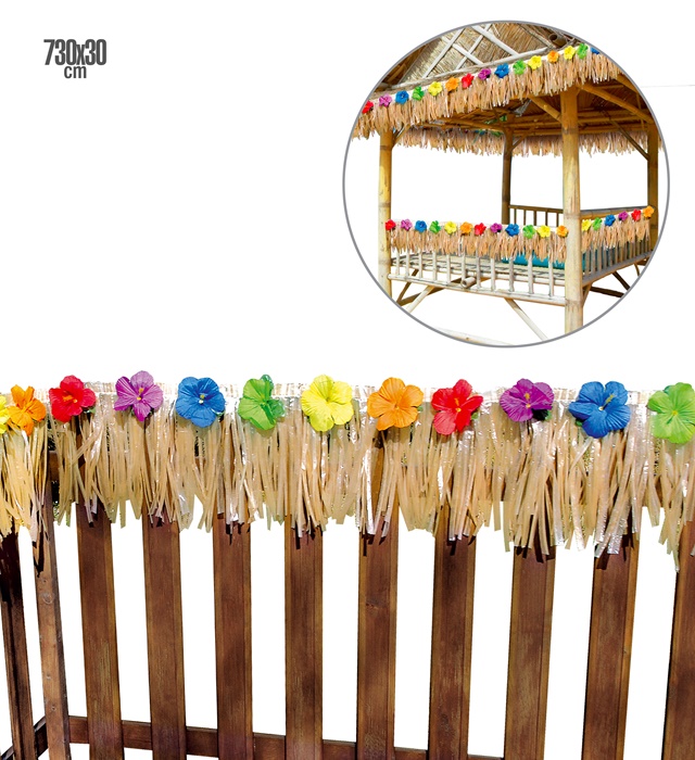 Set de "6 LAMPIONS TROPICAUX TABLE AVEC HIBISCUS" - 730x30 cm