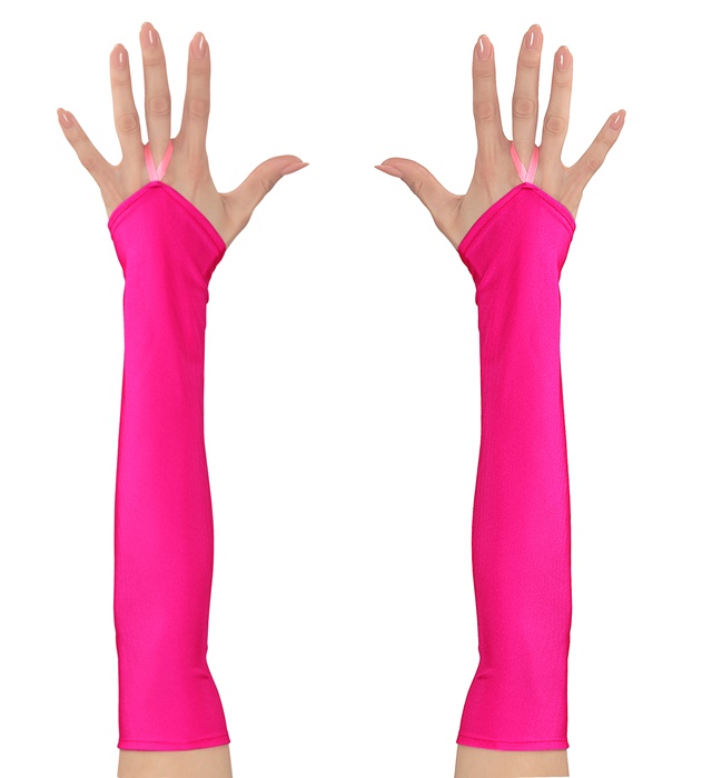 [00593] "MITAINES ROSES NEON SATIN - 43 cm"